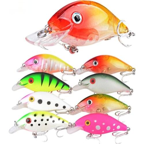 Floating Luya Lure 5.5Cm 4g Rock Plastic Fake Hard Bait Sea Fishing Bionic Bass Pike Hard Bait Fishing Lure Tackle 8Color 3D Eye
