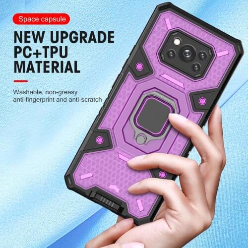 Shockproof Heavy Duty Armor Case For Xiaomi Poco X3 Nfc Transparent Ring Stand Phone Bcak Cover For Mi Poxo Poko X 3 X3Nfc 6.67"