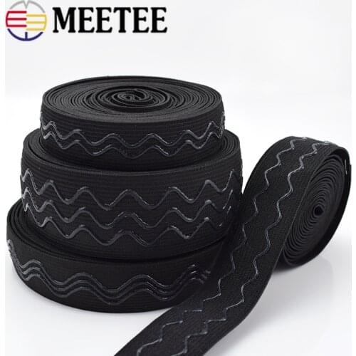 Meetee 2/5/10meters 2-4cm Non-slip Elastic Band Wave Silicone Rubber Webbing Belt DIY Sport Clothes Wrist Guard Sew Accessories