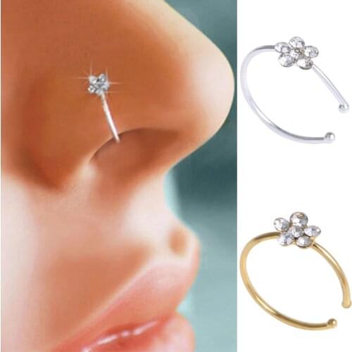 Plum C-shaped False Nose Rings for Women Girls Simple Elegant Style Nose Ring Thick Silver Gold Plated Fashion Jewelry Accessory