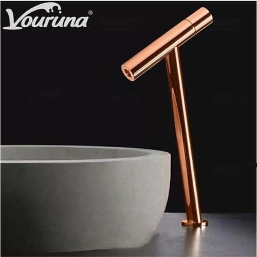 VOURUNA Rose Golden&Black Single Lever High End Washbasin Faucet Lavatory Bathroom Sink Mixer Tap New Arrival