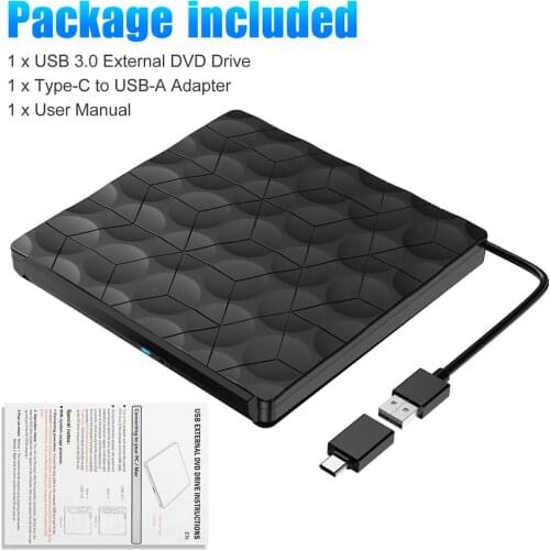PC Laptop External USB 3.0 DVD RW CD Portable Optical Drive Burner Reader Player Tray External Drive