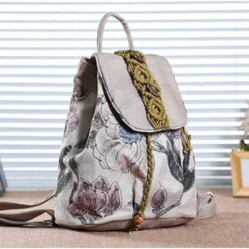 Yamaha grass new national wind ink painting womens bag new hand-woven shoulder bag vacation travel leisure backpack