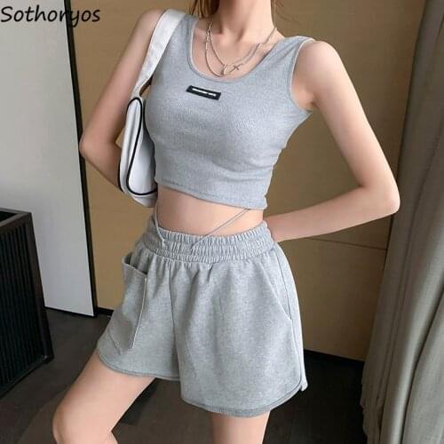 Women Pajama Sets Sleeveless Tops and Shorts Summer Casual Sleepwear Home Lounge Wear Bodybuilding Fashion Korean Style Ins Chic