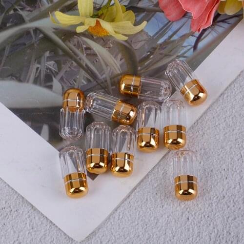 10PC Transparent Gel Caps WaterProof Mini Plastic Box Bottle Case Holder Gold Pill Case Portable Empty Gelatin Capsules