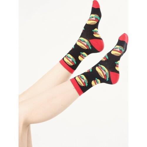 12 Pair from turkey high quality cotton happy socks womens summer lot pack wholesale socs design hamburger fast food snack ham