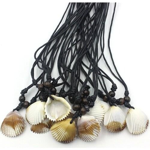 12pcs Bohemia Acrylic Design Seashell Pendants Bead Sweater Chain Necklaces Jewelry wholesale XL107