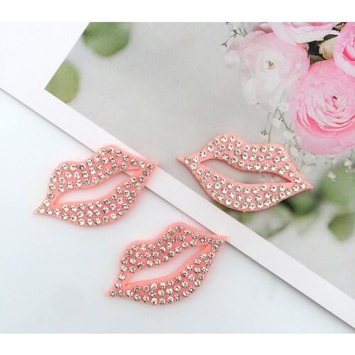 20pcs LIP Rhinestone Patches Iron on Patch for Clothing DIY Hand Fatima Embroidery Applique T-shirt Jacket Deco