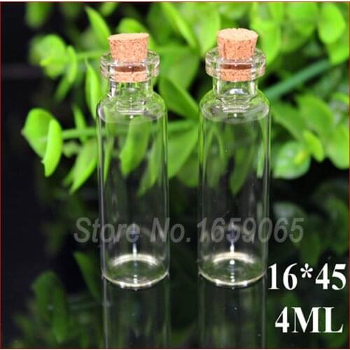 4ml Clear Glass bottle With Cork drift bottle f DIY Wishing Glass Vial Pendant container f seed Glitters, oil samples sand