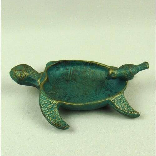 Antique Bronze Turtle Dish Decorative Copper Bird Tray Curio Art Collection Ironwork Handicraft Adornment Accessories Furnishing