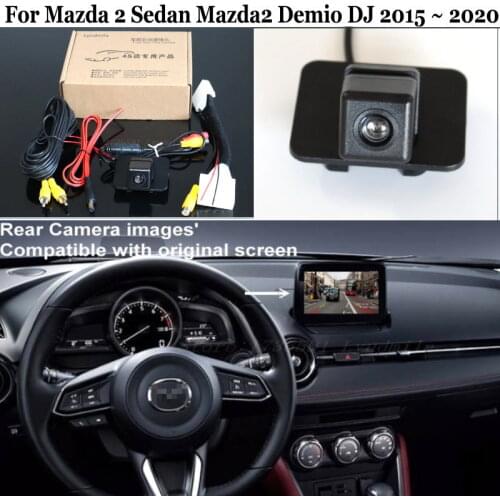 Car Rear view Camera For Mazda 2 Sedan Mazda2 Demio DJ 2015 ~ 2020 28 Pins Adapter cable Compatible With Original Screen HD CCD