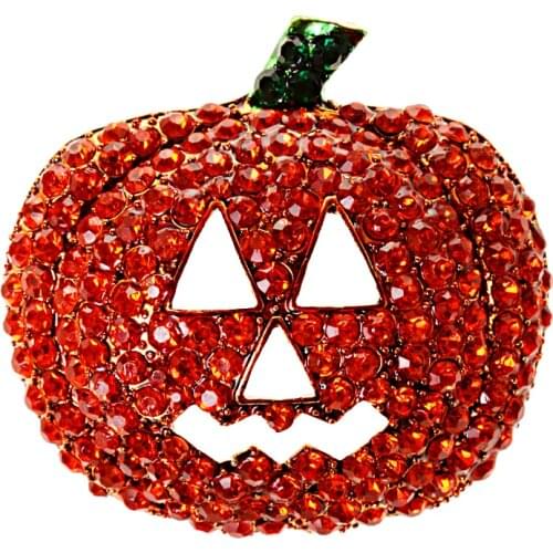 HOT STYLE LOVELY CRYSTAL HALLOWEEN CHRISTMAS PUMPKIN BROOCH PIN JEWELRY GIFT FASHION BROACH