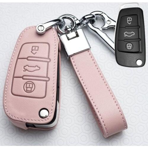Leather car key case cover for audi a3 8p 8v a4 b7 b8 b5 b9 a1 a5 q7 q5 a6 4f c6 c5 c7 c4 tt q3 s3 a7 a8 c4 tt 8n shell protect