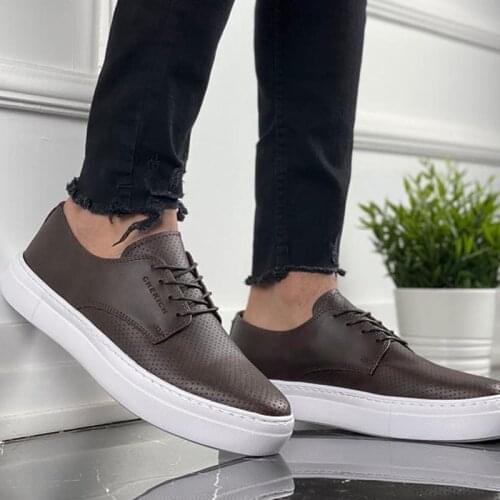 Chekich Mens & Womens Casual Shoes Brown Artificial Leather Lace Up Summer Spring Comfortable Fashion Unisex Wedding Air Classic Sneakers Orthopedic Daily Sport Lightweight Walking Fabric Breathable Suits CH061 V5