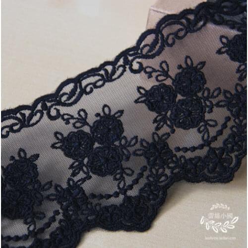 Free Shipping Black /White/Beige Hard Gauze Embroidery Lace Trim Cotton Crochet Lace Fabric 8cm 2yards/lot Z184
