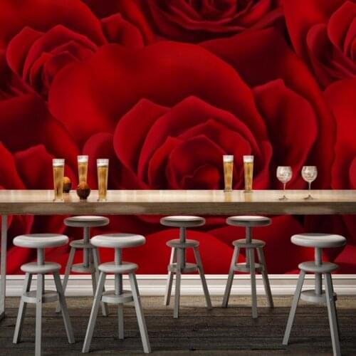 Dropship Colomac Flower Wallpaper Romantic Red Rose Decoration Painting 3d Wallpaper Murals Wall Cover Living Room Papel Mural