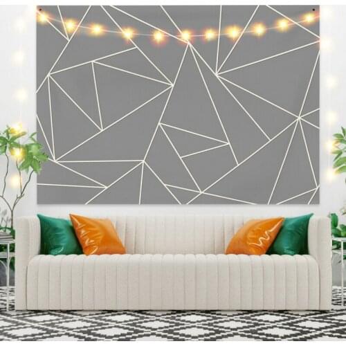 Geometric Patterns Gray Backdrop Tapestry for Livingroom Photography Wall Decor