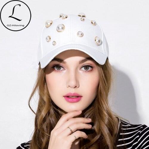GZHILOVINGL Fashion Girl Pearl Cotton Baseball Cap Adjustable Spring Sprots Snapback Hats Hip Hop Cap Women Summer Sun Hat 2018