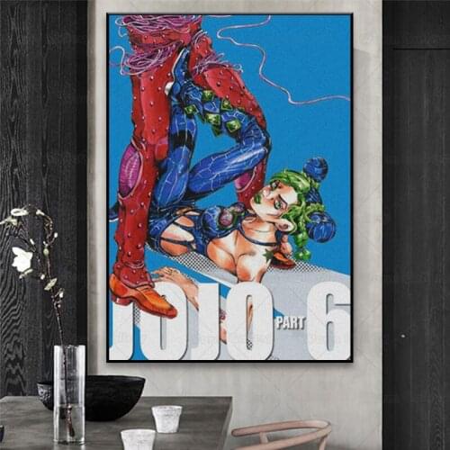 JOJO Part 6 Stone Ocean anime Wall Art Framed Wood Frame canvas decoration poster prints For living room home decor painting