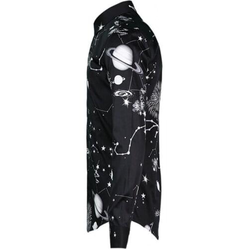 Harajuku Classic Men Shirt Long Sleeve Black Printing Floral Casual Slim Shirts Square Collar Office Formal Shirt Chemise Homme