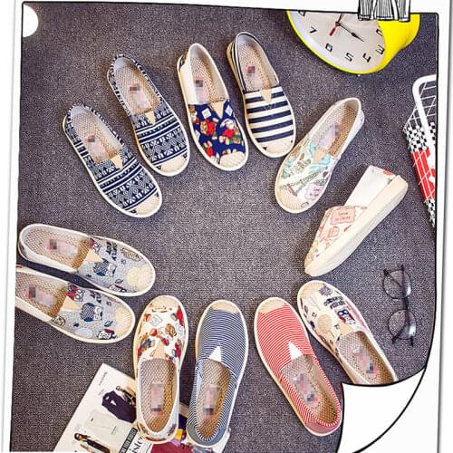 Mixed Colors Spring Summer Loafers Women Slip On Flat With Casual Canvas Shoes 2019 Designers Lazy Flats Shoes Woman Pregnant