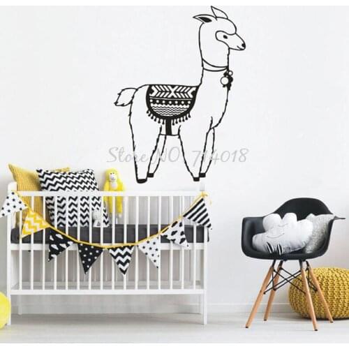Cute Alpaca Wall Decals Removable Vinyl Stickers Nursery Wall Stickers Christmas Decoration Wall Art Murals Home Decor B34