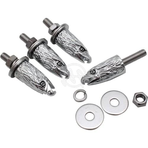 Motorcycle Metal Eagle Head Decorative Bolt License Plate Frame Windshield Seat Screw For Harley 4pcs