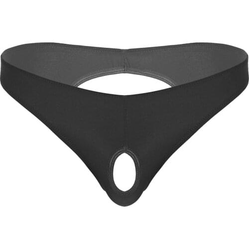 Mens Lingerie Underwear with Penis Hole Low Waist Elastic Waistband Underpants Hollow Out Open Butt Erotic Sexy Briefs Panties
