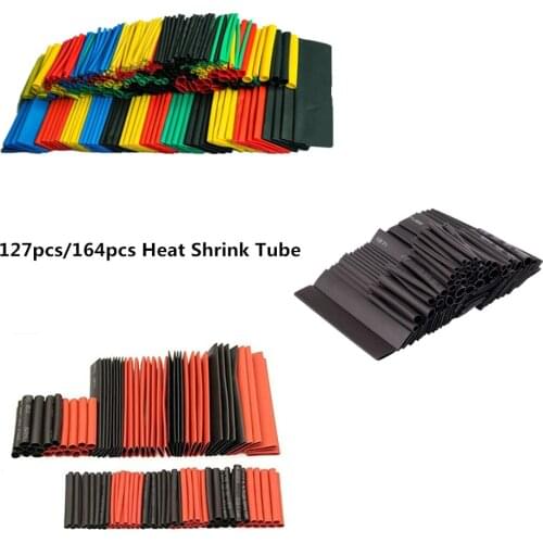 127pcs / 164pcs Heat Shrink Tubing Kit Polyolefin Shrink Various Heat Shrink Tubing Wire Insulation Sleeves 2: 1