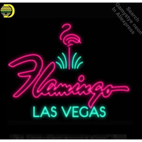 Flamingo Hotel Las Vegas Neon Sign light Car Neon Bulbs signage Vintage neon signs Business Real Glass Tube Board Bar Sign 24x20