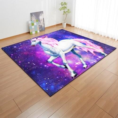 Nordic 3D Unicorn Carpet Child Bedroom Play Mat Soft Flannel Baby Room Area Rug Cartoon Animal Kids Game Carpets for Living Room