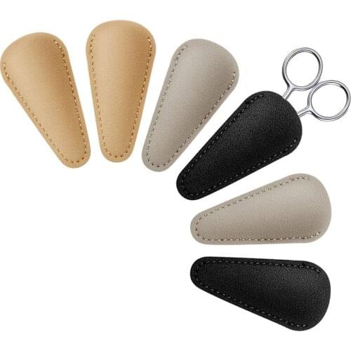 Best Scissors Sheath Safety Leather Scissors Cover Sewing Scissor Sheath Portable Tool(Black,Gray and Light Apricot) 6 Pcs