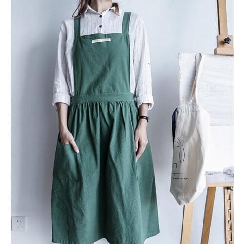 Pure Color Kitchen Apron Cooking For Woman Chef Waiter Cafe Shop BBQ Hairdresser Aprons Custom Logo Gift Bibs