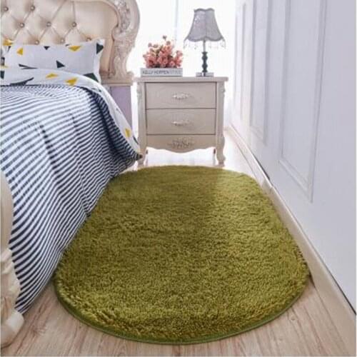 Oval Welcome Floor Mats Shaggy Carpets For Living Room Non-slip Childs Room Rug Bedroom Bedside Mats Bathroom Rug