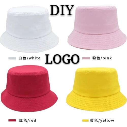 Custom Logo Bucket Hat DIY Embroidery Printing Adult Children High-quality Leisure Travel Fishing Summer Autumn Cotton Hat