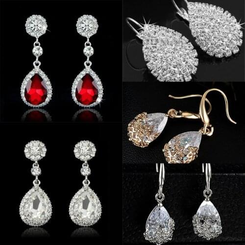 Luxurious Classic Pear Shape Cubic Zircon Women Wedding Drop Earrings High Quality Female Timeless Earring Jewelry