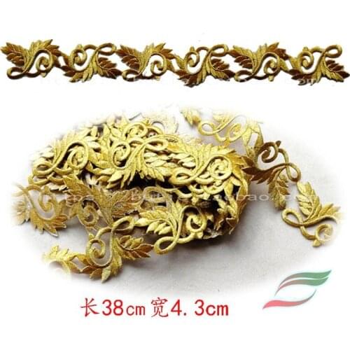 Stage clothing back tape stickers J3 full embroidery gold silk dress patch decoration stickers 4.3CM wide