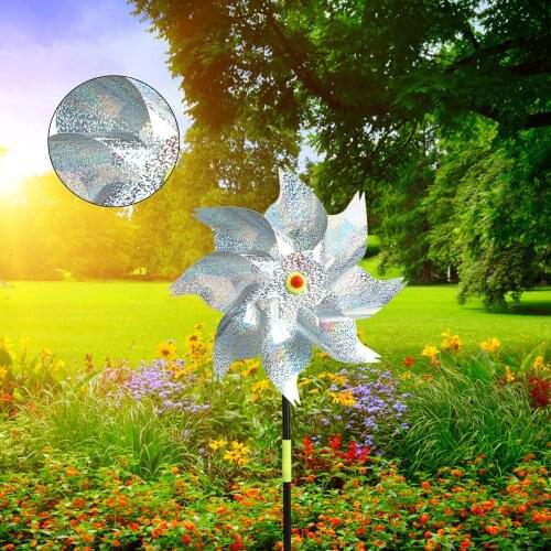 Reflective Pinwheels Windmill Silver Laser For Garden Decor Thicken Bird Repellent