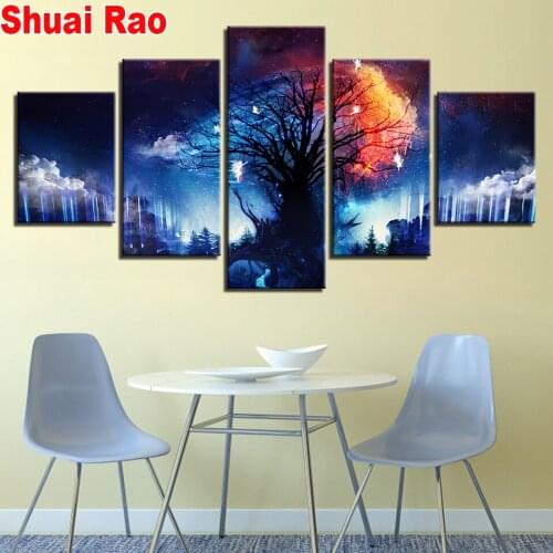 Fairy Magic Tree Surrounded By Clouds diamond painting full square round cross stitch diamond set mosaic 5d diamond embroidery