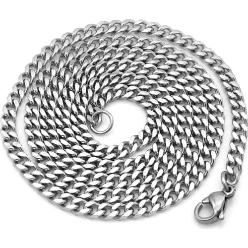 CHIMDOU (40cm-60cm), 3mm wide,Cuban Curb Chain Stainless Steel Chain necklace for men women accessories, wholesale chain AN001