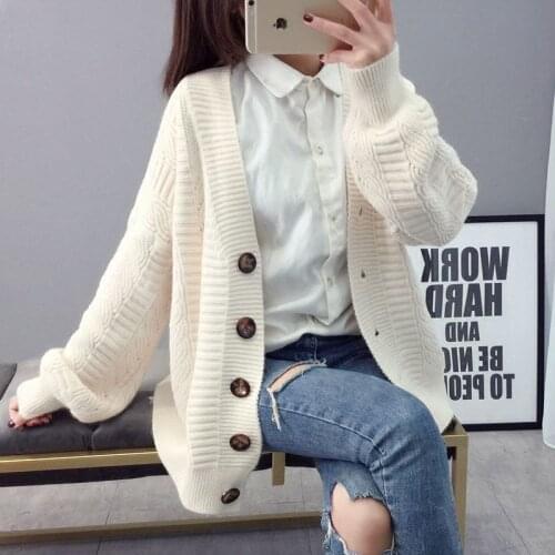 Womens Sweater Cardigan New Coat Female Loose Korean Fashion Student Spring And Autumn Sweater Trend Sweater One Size Vestidos
