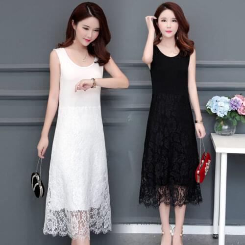 2021 Summer Embroidered Vintage Elegant Sleeveless Lace Vest Dress Women Plus Size Long Dresses Vestido De Mujer Femme Robe X90