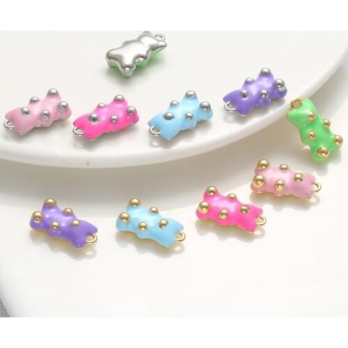 ZHUKOU NEW Trendy Gummy Bear charms Dripping oil Enamel Cute bear pendant for DIY handmade Necklace accessories wholesale VD942