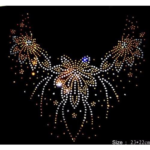 10pc/lot peacock stone crystal hotfix rhinestones motif hot fix rhinestones transfer design iron on flower dress T shirt