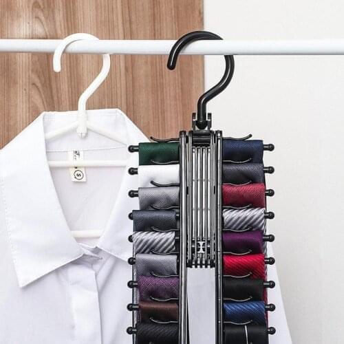 Newly 20 Rows Removable Tie Clip Storage Rack Belt Scarves Finishing Storage Hanger Save Space For Closet Home Hanging Organizer