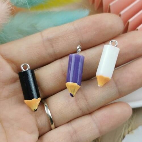 20pcs/pack 3D Resin Simulation Colored Pencil Pendant Charms Jewelry Finding Making Diy Earrings Keychain Dangle Wholesale
