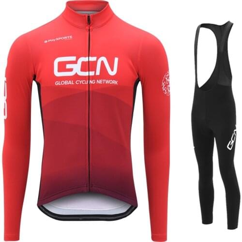 2021 GCN Autumn Long Sleeve Cycling Jersey Set Bib Pants Ropa Ciclismo Bicycle Clothing MTB Bike Jersey Uniform Mens Clothes