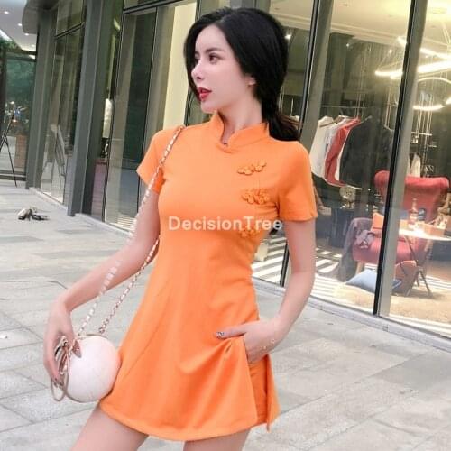 2021 chinese dress cheongsam women dress+pants set chinese traditional short sleeve qipao chinese dress elegant party dress