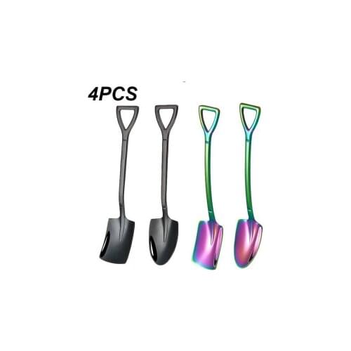 9 Pieces Shovel Spoon Fork Shovel Coffee Spoon Shovel Handle Dessert Spoon Ice Cream Spoon Shovel Shape Fork Fruit Fork