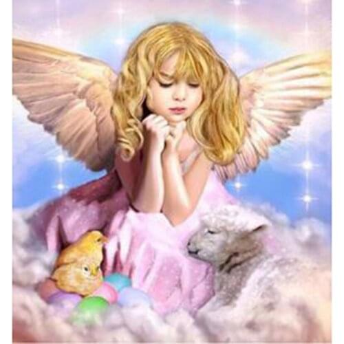 Diamond Painting 5D DIY Square/Round Diamond Character Painting Angel Wings Picture Cross Stitch Embroidery Artwork Decor TX260